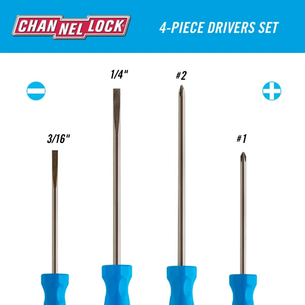 CHANNELLOCK 4pc Standard Screwdriver Set