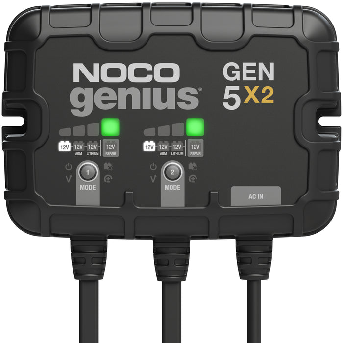 NOCO 2-Bank, 10-Amp On-Board Battery Charger, Battery Maintainer, & Battery Desulfator