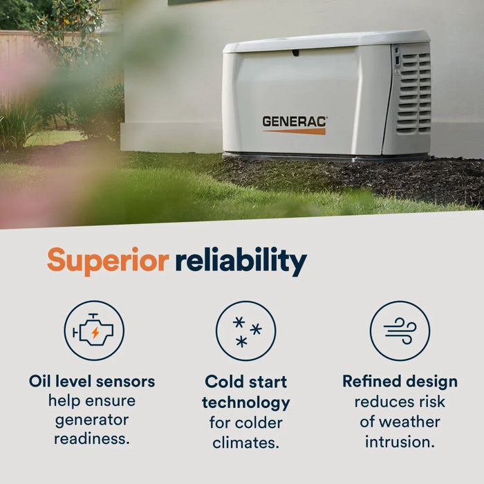 Generac Next Generation 10000 Watt 10kW Dual Fuel 50 State Air Cooled Home Standby Generator 7257