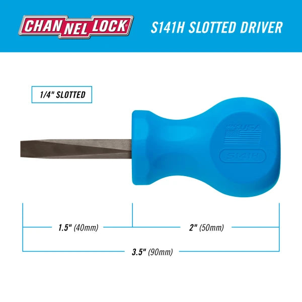 CHANNELLOCK Slotted 1/4" x 1.5" Stubby Screwdriver