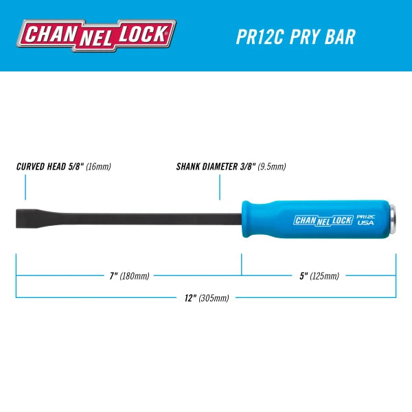 CHANNELLOCK 12-inch Pry Bar, 3/8" x 7"