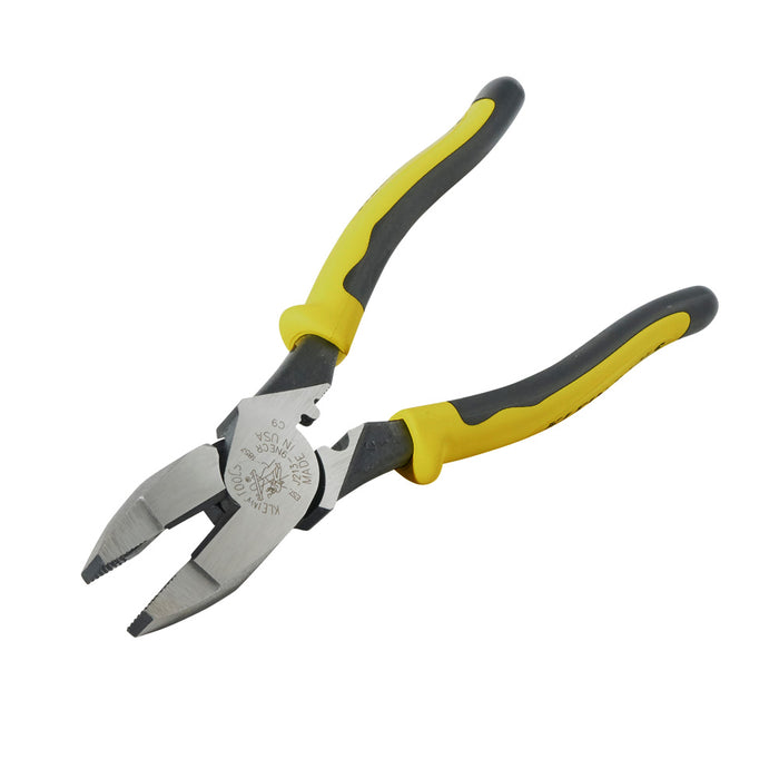 KLEIN TOOLS JOURNEYMAN™ 9" New England Nose High Leverage Side Cutting/Connector Crimping Pliers
