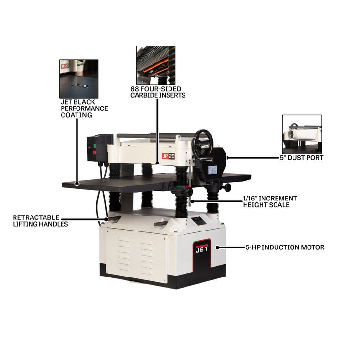 JET BLACK JWP-208HH-BLK 20" Helical Head Planer