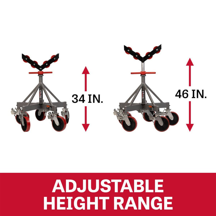 JET JT1-2405 5-Leg Pipe Jack Stand w/ Casters & Steel Rollers (JPJ-5LG-SR)