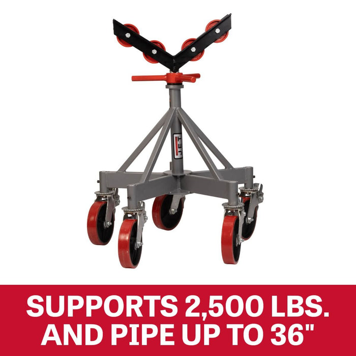 JET JT1-2405 5-Leg Pipe Jack Stand w/ Casters & Steel Rollers (JPJ-5LG-SR)