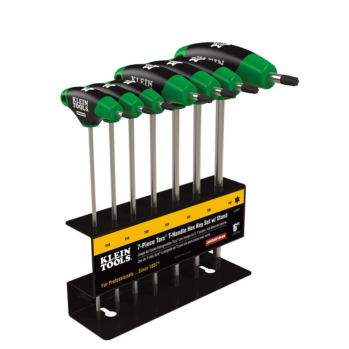 KLEIN TOOLS JOURNEYMAN™ 7 PC. 6" TORX® T-Handle Hex Key Set w/ Stand