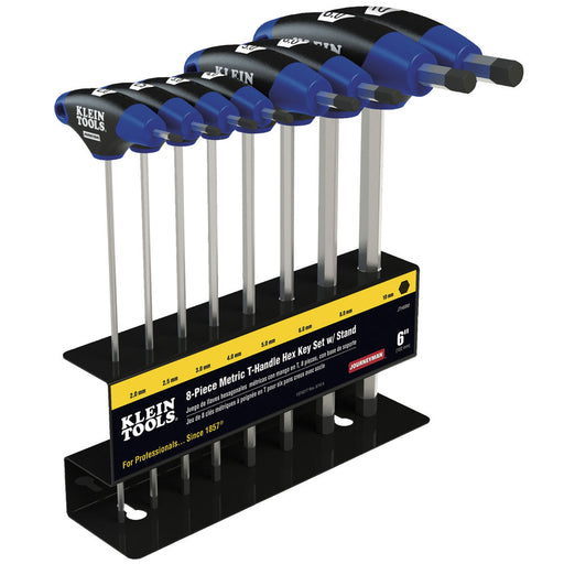 KLEIN TOOLS JOURNEYMAN™ 8 PC. 6" Metric T-Handle Hex Key Set w/ Stand