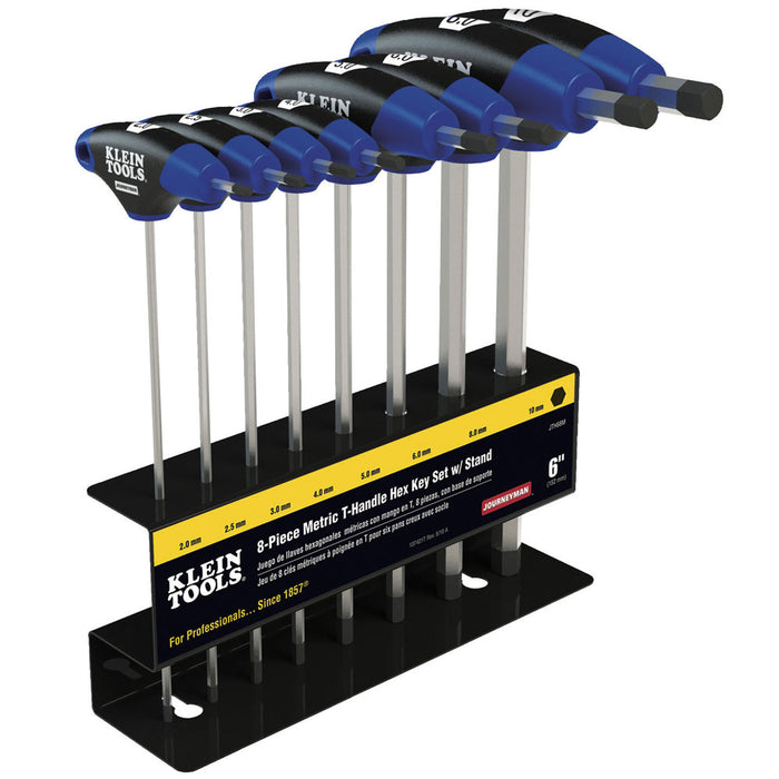 KLEIN TOOLS JOURNEYMAN™ 8 PC. 6" Metric T-Handle Hex Key Set w/ Stand