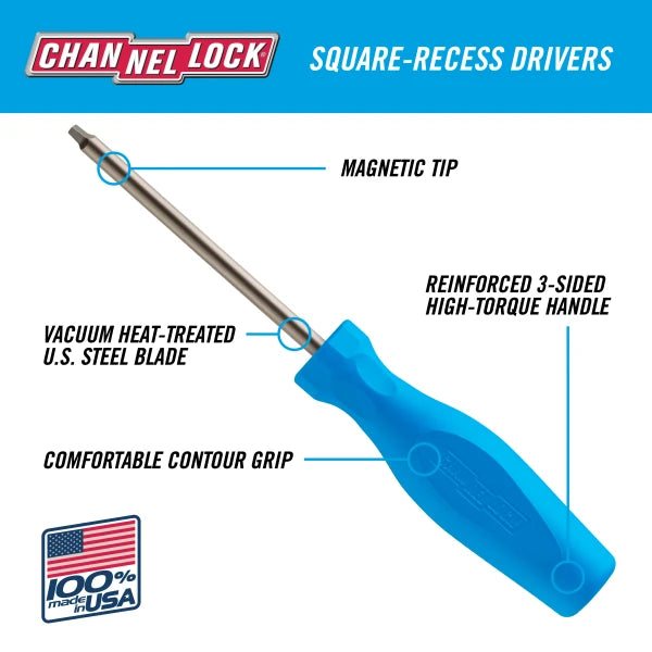 CHANNELLOCK Square Recess #2 X 4" Screwdriver