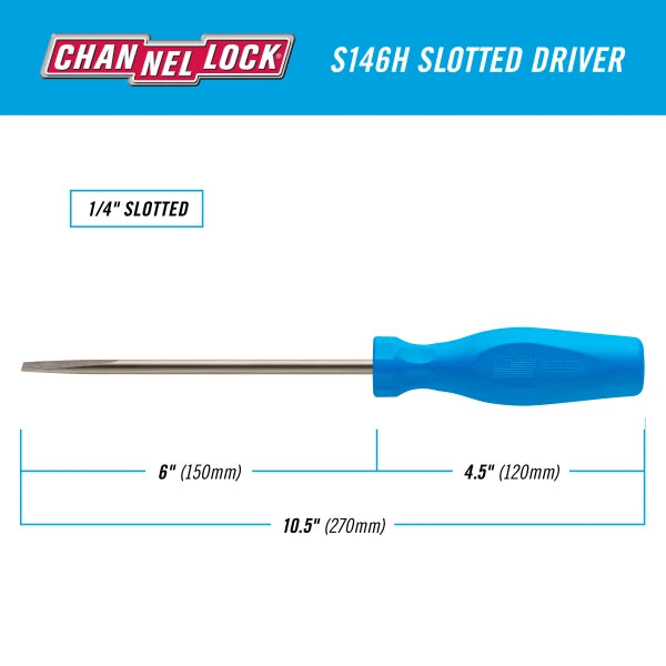 CHANNELLOCK Slotted 1/4" x 6" Screwdriver