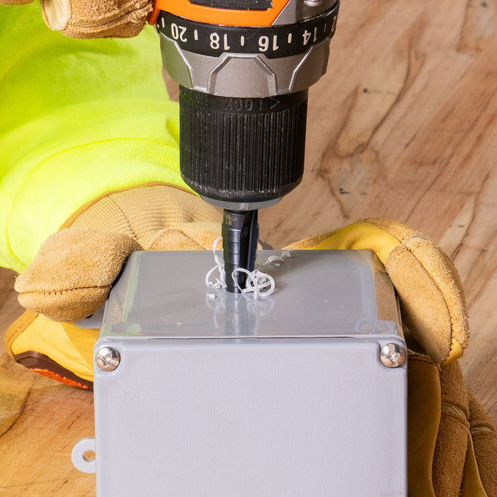 KLEIN TOOLS 13-Step Drill Bit, 3/8-Inch Hex, Double Straight Flute, 1/8-Inch to 1/2-Inch