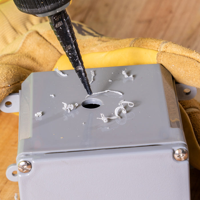 KLEIN TOOLS 13-Step Drill Bit, 3/8-Inch Hex, Double Straight Flute, 1/8-Inch to 1/2-Inch