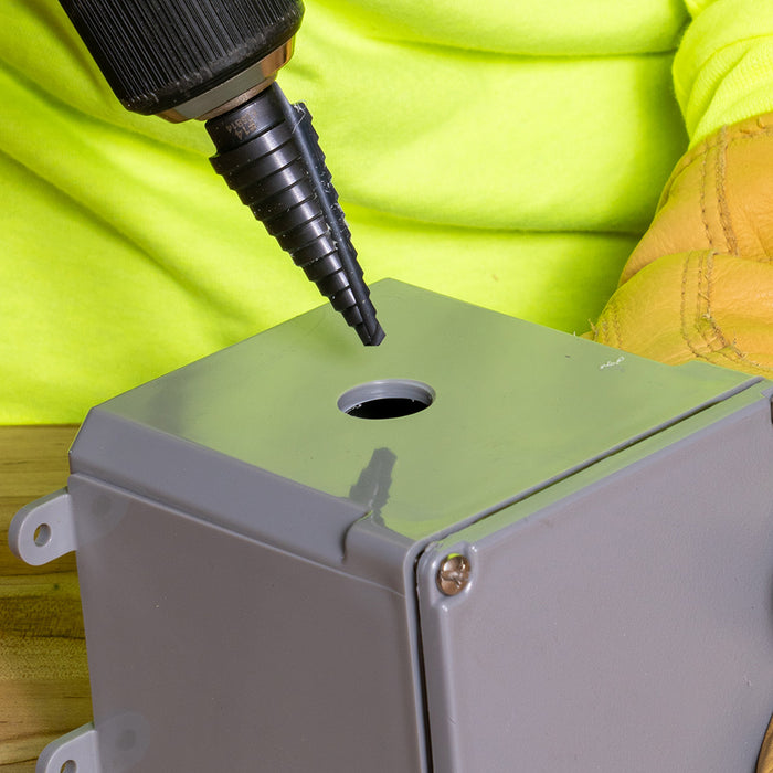 KLEIN TOOLS 12-Step Drill Bit, 3/8-Inch Hex, Double Straight Flute, 3/16-Inch to 7/8-Inch