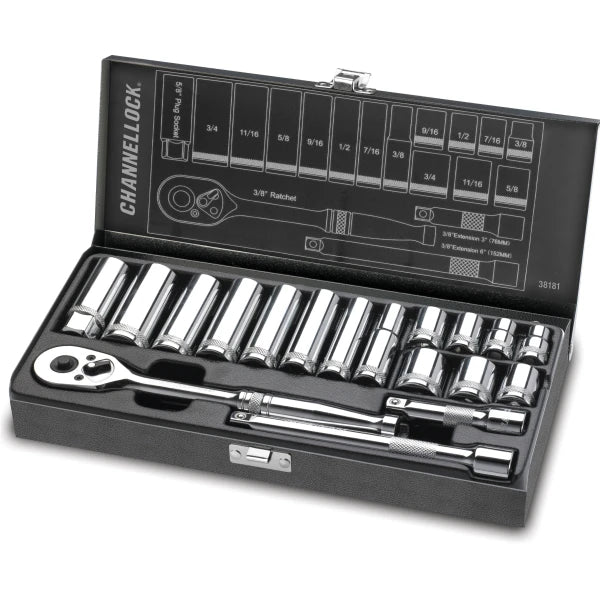 CHANNELLOCK 18pc 3/8" DR SAE Set
