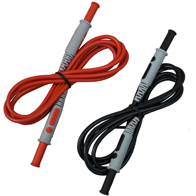 AEMC 5100.07 Lead - set of 2, 5 ft color-coded (red/black) PVC w/ 4mm ST/ST plugs