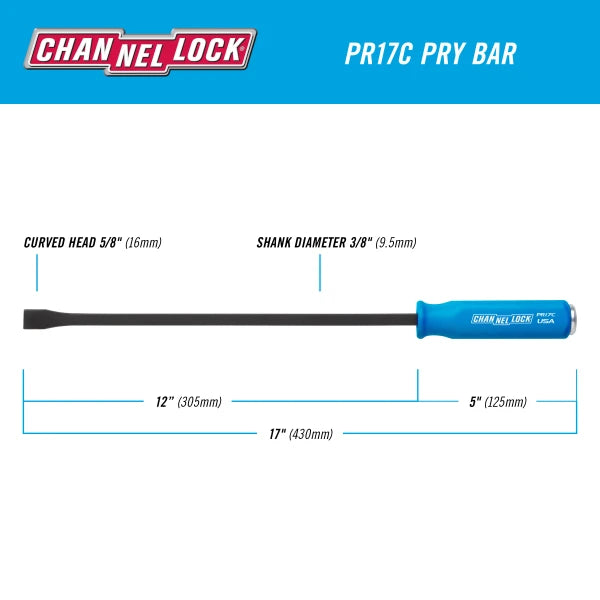 CHANNELLOCK 17-inch Pry Bar, 3/8" x 12"