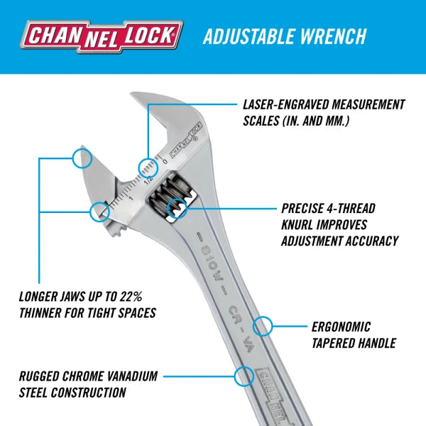 CHANNELLOCK 2pc Adjustable Wrench Set