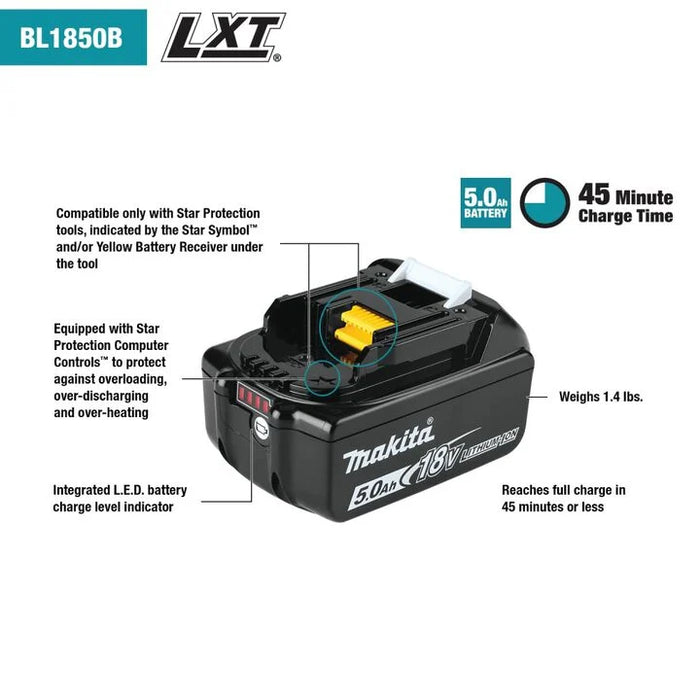Paquete inicial de batería MAKITA 18V LXT® 5.0Ah y cargador rápido óptimo