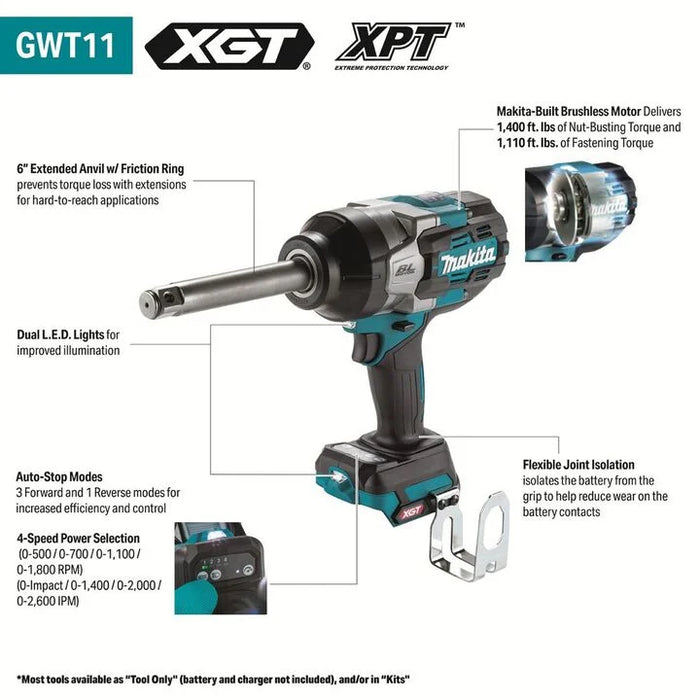 Makita 40V MAX Extended Anvil 3/4 Inch Impact Wrench (Bare Tool)