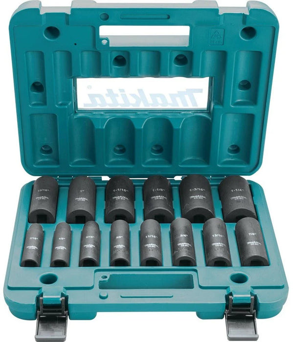 MAKITA IMPACT XPS® 8 UDS. Juego de dados de impacto SAE de 6 puntos con impulsión de 1/4" y adaptador de dado estándar
