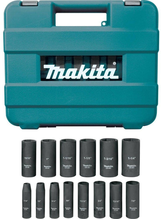 MAKITA IMPACT XPS® 8 UDS. Juego de dados de impacto SAE de 6 puntos con impulsión de 1/4" y adaptador de dado estándar
