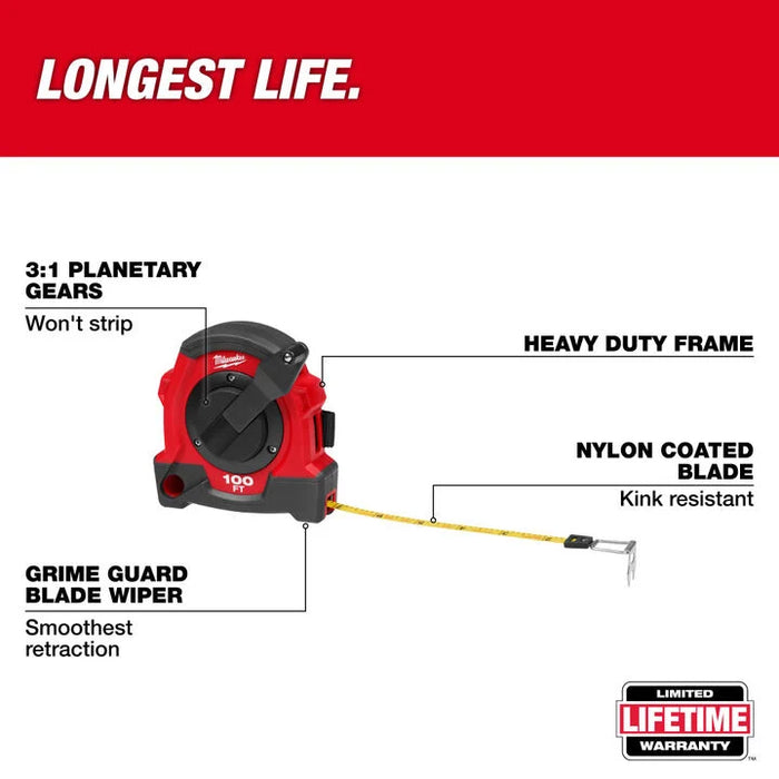 Milwaukee 100FT Closed Reel Long Tape