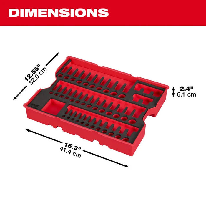 Milwaukee 77 pc. 1/4”, 3/8”, & 1/2” Drive Metric Socket Set with Tray for PACKOUT™ Drawers