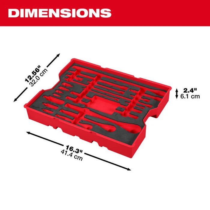 Milwaukee 23 pc. 1/4”, 3/8”, & 1/2” Drive Ratchet and Accessory Set with Tray for PACKOUT™ Drawers