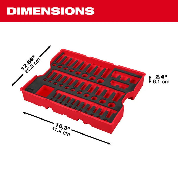 Milwaukee 65 pc. 1/4”, 3/8”, & 1/2” Drive SAE Socket Set with Tray for PACKOUT™ Drawers