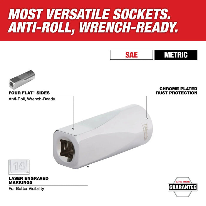 Milwaukee 1/4 Inch, 3/8 Inch, and 1/2 Inch Drive Metric and SAE Ratchet and Socket Set with PACKOUT 4-Drawer Tool Box, 242 Pieces 48-22-9491