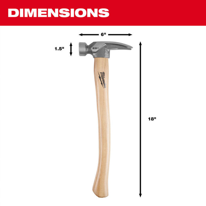 Milwaukee 23oz Milled Face Hickory Handle Framing Hammer