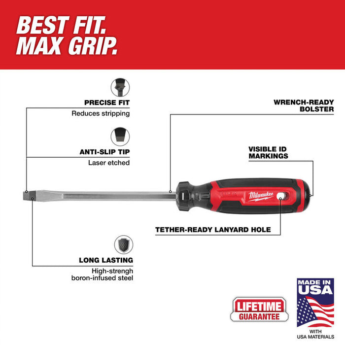 Milwaukee 5/16" Slotted 6" Cushion Grip Screwdriver (USA)