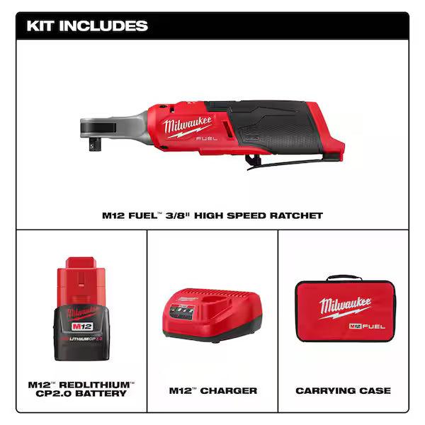 Milwaukee Tools M12 FUEL 3/8" HI SPD RAT KIT 1B 2567-21H