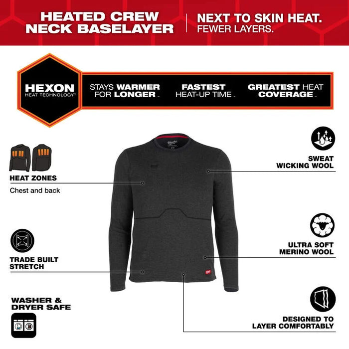 Milwaukee Heated Merino Wool Crew Neck Base Layer