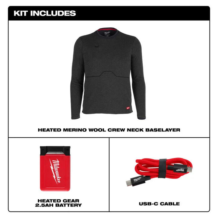 Milwaukee Heated Merino Wool Crew Neck Base Layer