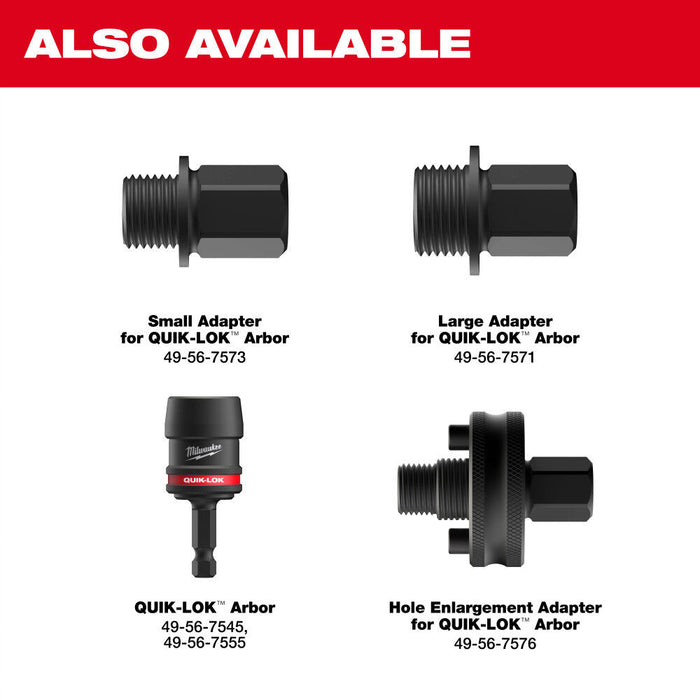 Milwaukee QUIK-LOK™ Arbor Adapters Large Thread (5/8" x 18) 5 Pieces 49-56-7571 + (5) FREE Quick Change Hole Saw Arbor 49-56-8000
