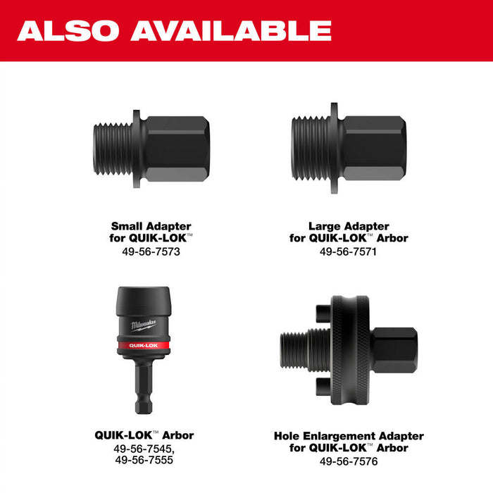 Milwaukee Large Thread Pin Adapters for QUIK-LOK Arbors 49-56-7575 + (5) FREE Quick Change Hole Saw Arbor 49-56-8000