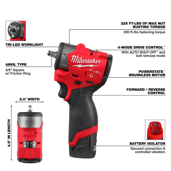 MILWAUKEE M12™ Kit de destornillador de impacto hexagonal de 1/4”