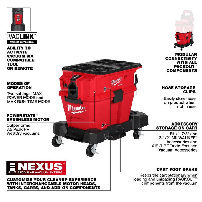 Milwaukee M18 FUEL NEXUS 6 Gallon Wet/Dry Vacuum with PACKOUT Compatibility and VACLINK (Bare Tool) 0914-20