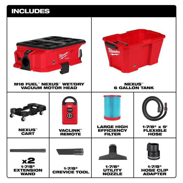 Milwaukee M18 FUEL NEXUS 6 Gallon Wet/Dry Vacuum with PACKOUT Compatibility and VACLINK (Bare Tool) 0914-20