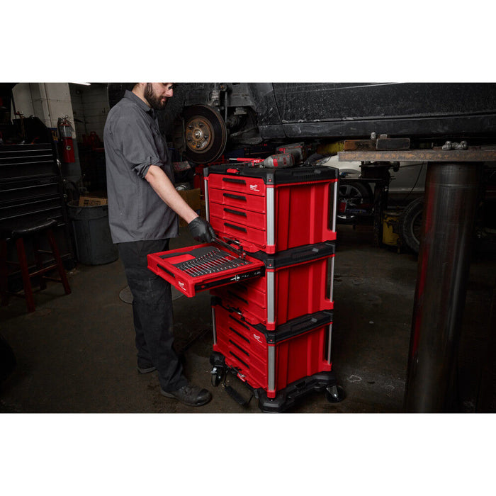 Milwaukee Metric and SAE Combination Wrench Set with PACKOUT 4 Drawer Tool Box, 60 Pieces 48-22-9492