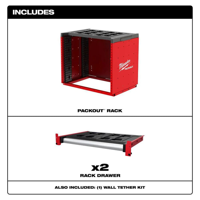 Milwaukee 48-21-8000 PACKOUT Rack Drawer Storage System w/ 50 lbs Capacity 48-21-8000
