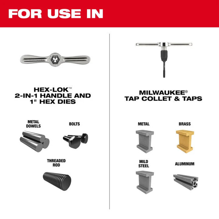 Milwaukee 107PC SAE & Metric Tap & Die PACKOUT™ Set w/ HEX-LOK™ 2-in-1 Handle