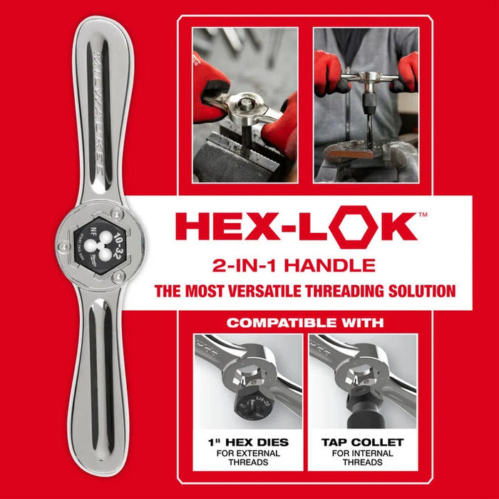 Milwaukee 107PC SAE & Metric Tap & Die PACKOUT™ Set w/ HEX-LOK™ 2-in-1 Handle