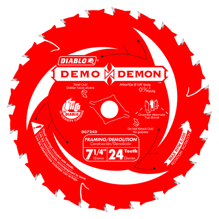 Hoja de sierra para marcos/demolición DIABLO Demo Demon™ de 24 dientes y 7-1/4"