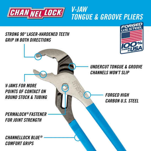 CHANNELLOCK 8PC V-Jaw Pliers Set with Wrench