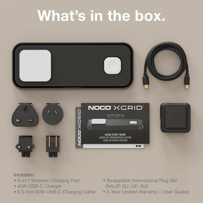 NOCO 3-In-1 Qi2 15W Wireless Charging Pad Matte Black