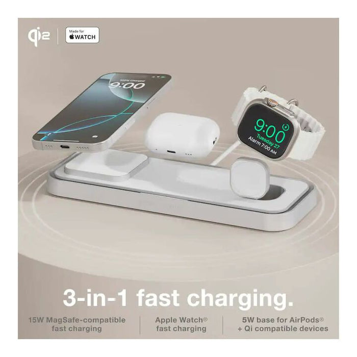 NOCO  3-In-1 Qi2 15W Wireless Charging Pad Silver