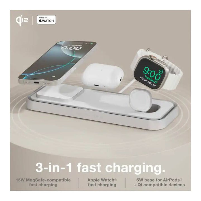 NOCO  3-In-1 Qi2 15W Wireless Charging Pad Silver