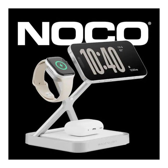 NOCO 3-In-1 Qi2 15W Wireless Charging Stand Silver